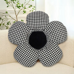 SOGA 2X Black Flower Cushion Shaped for Floor and Sitting Throw Pillow