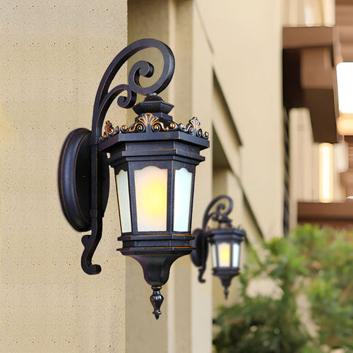 Vintage Lantern 6X 62cm Wall Light Elegant Aluminum & Glass Design Classic Outdoor Lighting Rustic Vintage Style