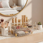 SOGA 2 Tier Transparent Multifunctional Countertop Cosmetic Storage Makeup Skincare Holder Jewelry Cabinet Bathroom Desk Drawer Vanity Organiser