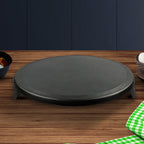 SOGA 33CM Reversible Round Cast Iron Crepes Pan Baking Cookie Pancake Pizza Bakeware