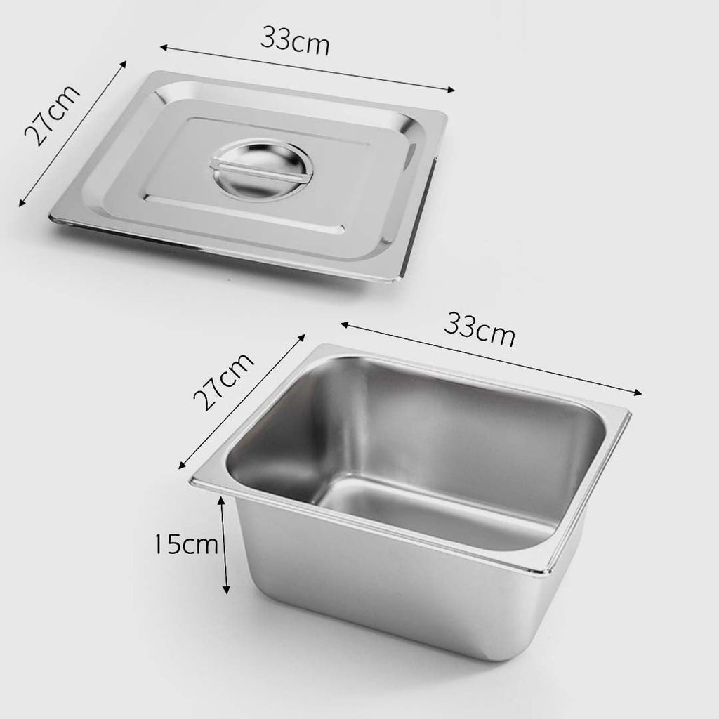 SOGA 4X Gastronorm GN Pan Full Size 1/2 GN Pan 15cm Deep Stainless Steel With Lid