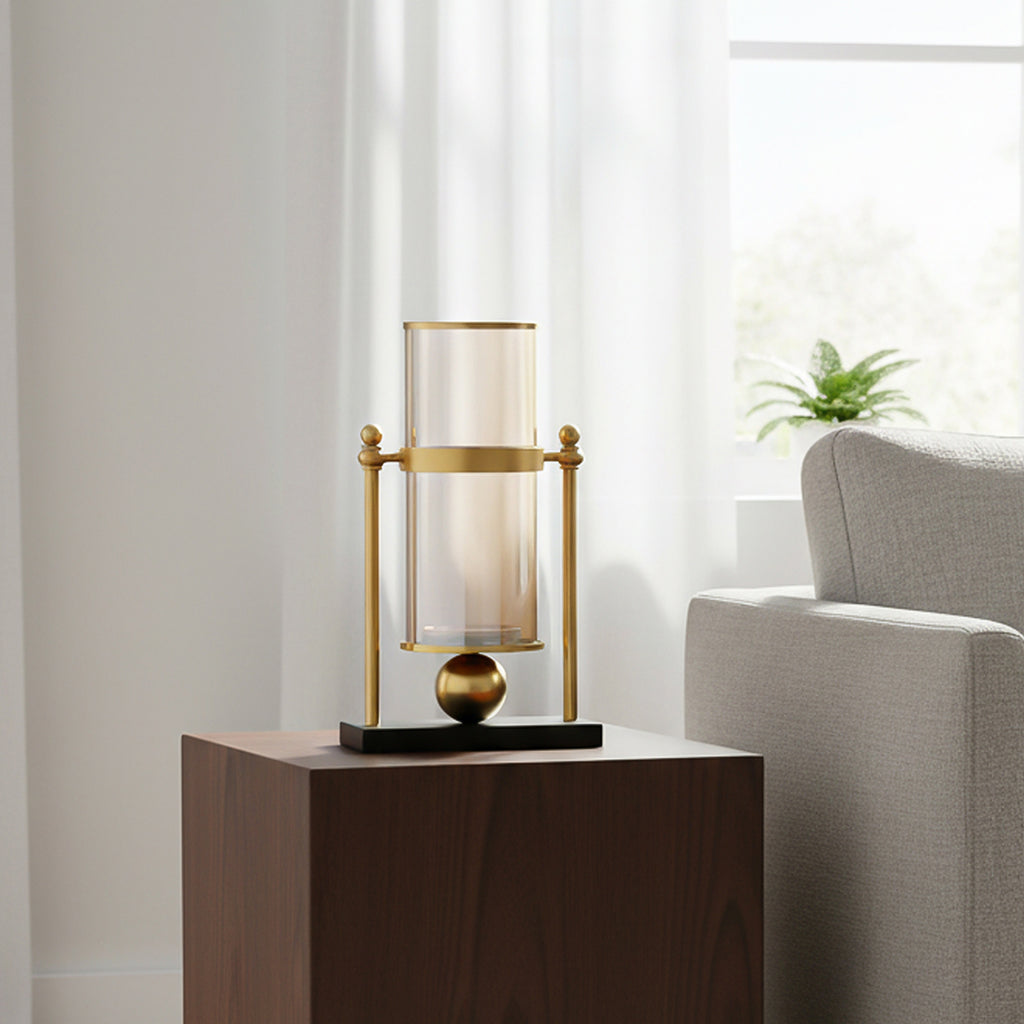 SOGA 34cm Modern Transparent Glass Flower Vase with Candle