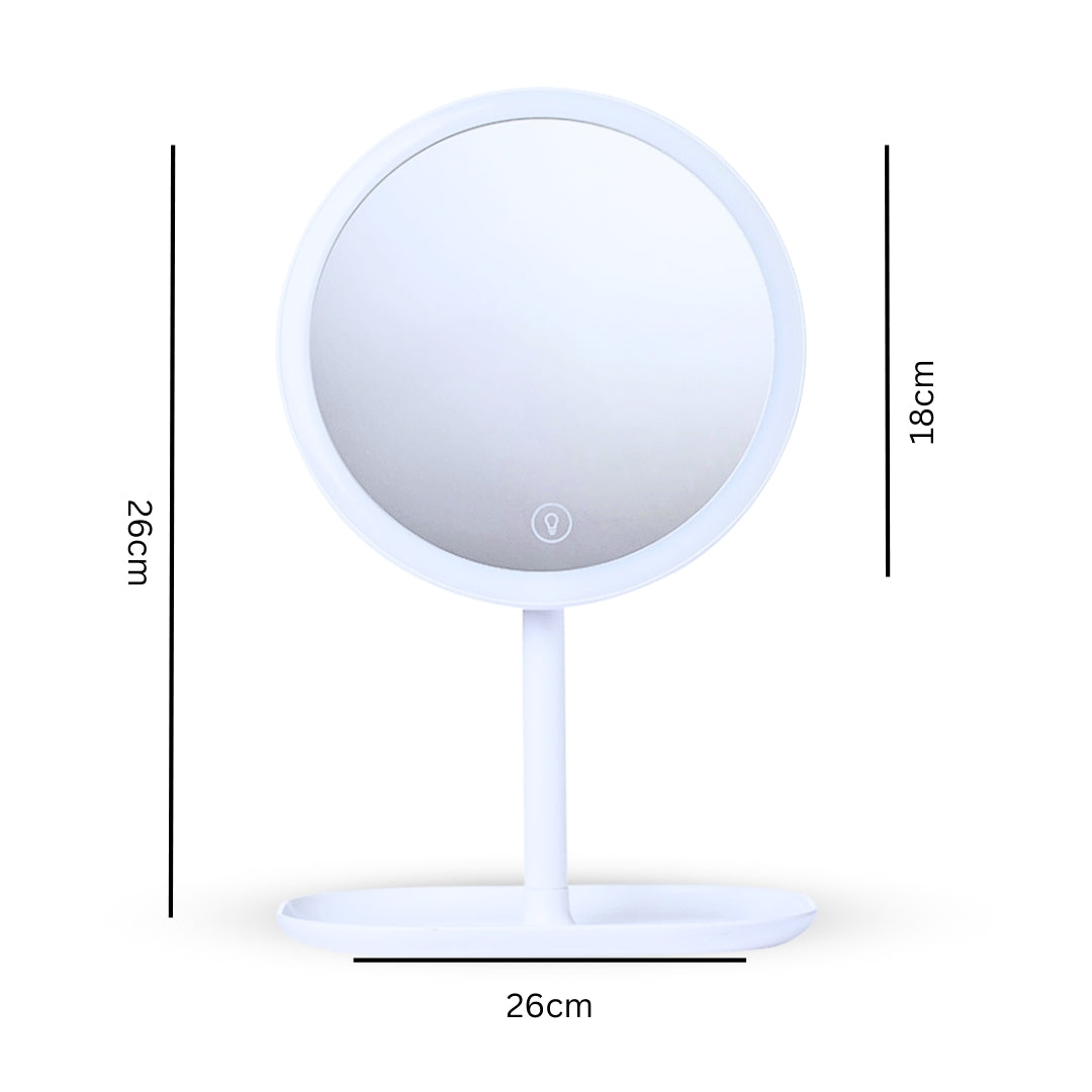 SOGA 26cm White Round Smart LED Makeup Bedroom Table Vanity Mirror Tricolor