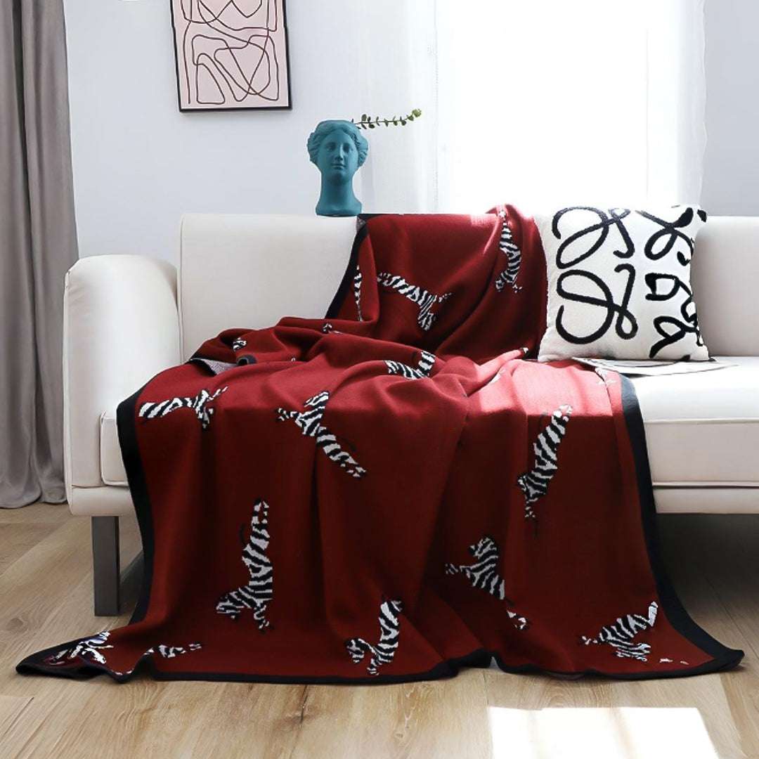 SOGA 2X Wine red Zebra Print Throw Blanket 130x180cm Acrylic $ 189
