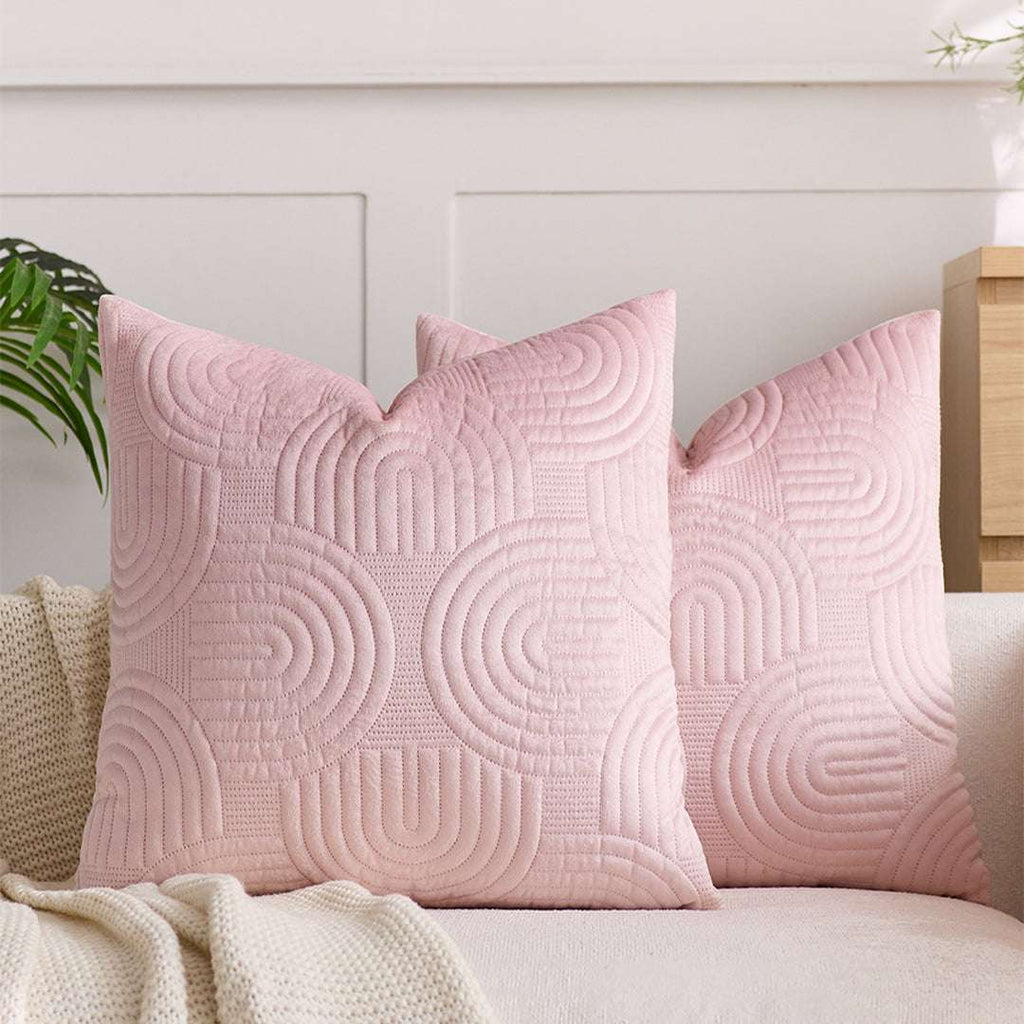 SOGA 2X 50cm Pink Textured Geometric Pattern Decorative Throw Pillow $ 119