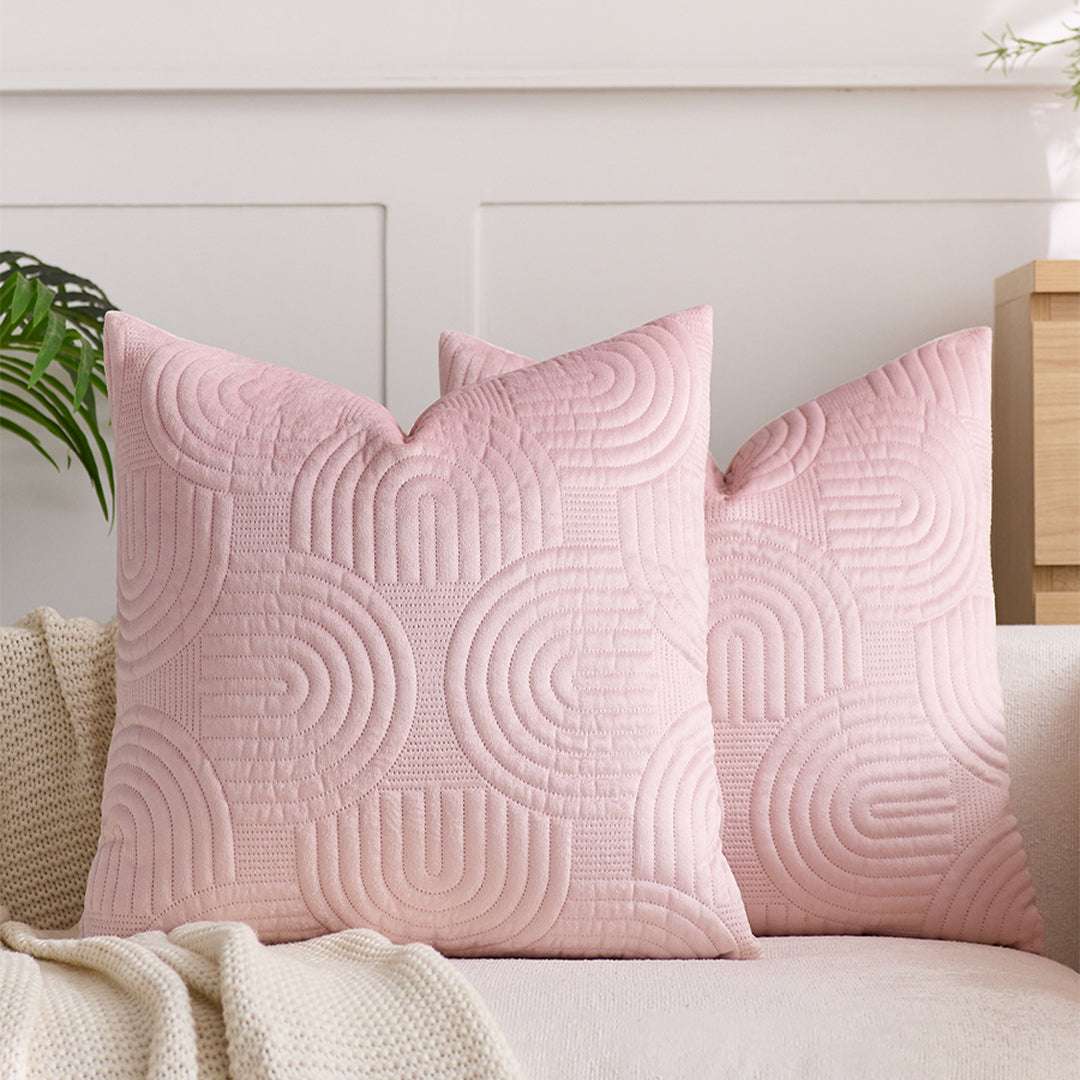 SOGA 2X 50cm Pink Textured Geometric Pattern Decorative Throw Pillow $ 119