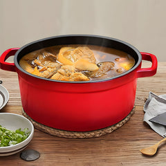 SOGA 2X Cast Iron 26cm Enamel Porcelain Stewpot Casserole Stew Cooking Pot With Lid Red