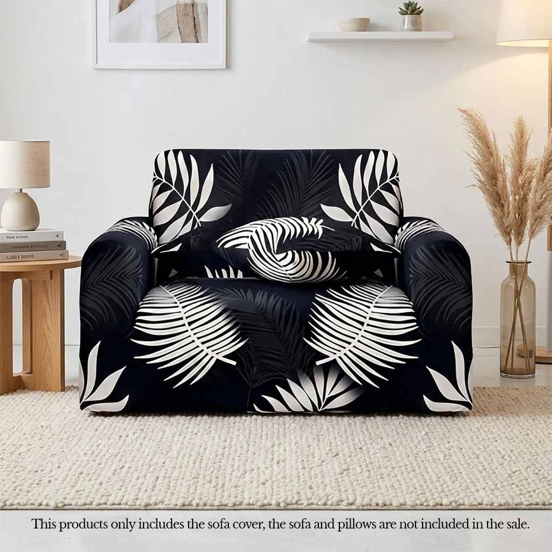 SOGA 1-Seater Leaf Design Sofa Cover Couch Protector High Stretch Lounge Slipcover Home Decor