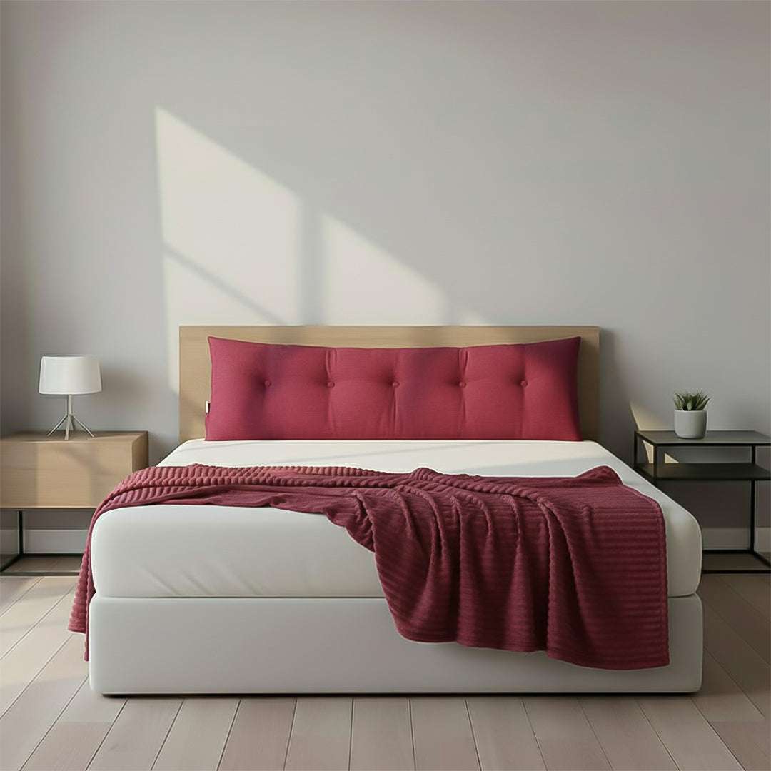 SOGA Home & Living Bundle – Rose Red Triangular Wedge Pillow & Burgundy Striped Flannel Throw $ 0