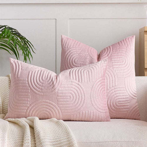 SOGA 2X 30cm Pink Textured Geometric Pattern Decorative Throw Pillow $ 119