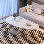 SOGA 2X 80x40cm White Stone Pattern Living Room Nordic  Coffee Table Modern Style