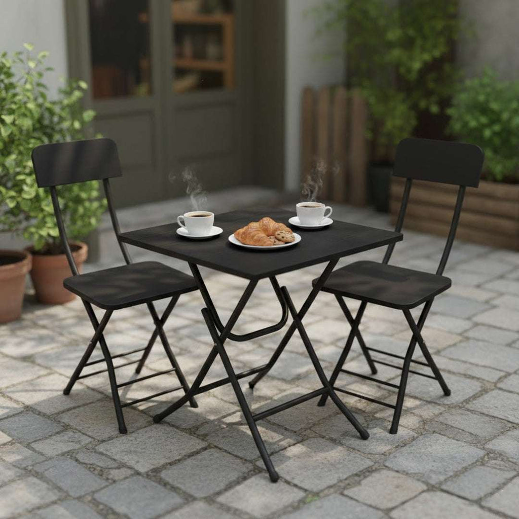SOGA Home & Living Bundle – Black Folding Dining Table & 2 Foldable Chairs for Home Decor $ 0