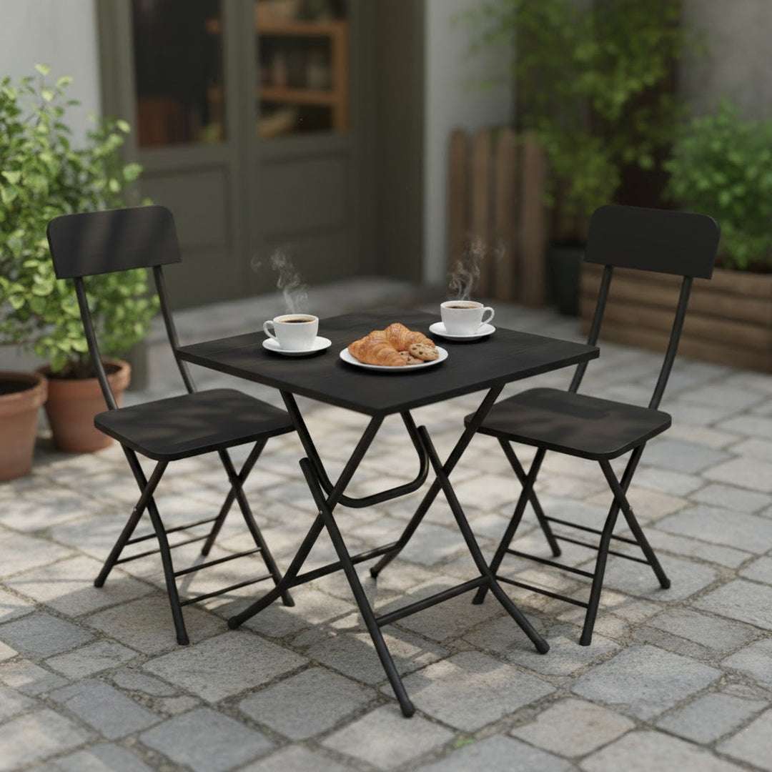 SOGA Home & Living Bundle – Black Folding Dining Table & 2 Foldable Chairs for Home Decor $ 0