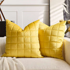 SOGA 2X 50cm Yellow Quilted Grid Pattern Decorative Throw Pillow $ 119