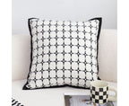 SOGA 50cm Moroccan Black Cross Pattern Black Trim Decorative Throw Pillow