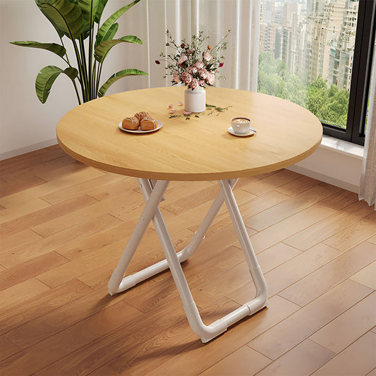 SOGA 80cm Wood Color Round Table with White Legs Modern Design for Home Decor