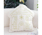 SOGA 40x45cm Festive White Christmas House Shaped Holiday Throw Pillow