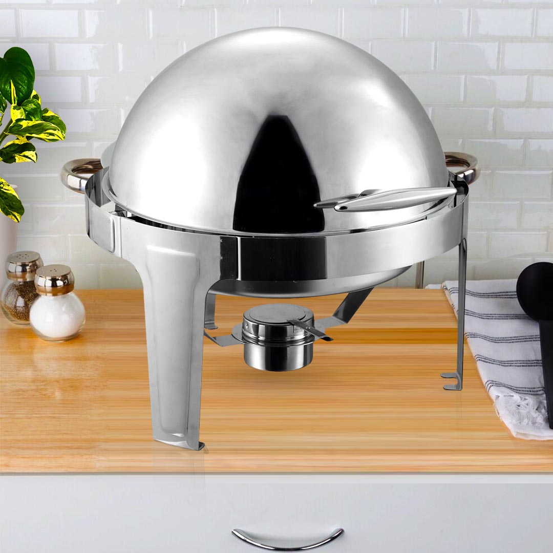 SOGA 2X 6L Stainless Steel Chafing Food Warmer Catering Dish Round Roll Top