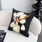SOGA 2X 45cm Black White Gold Floral Vase Embroidered Throw Pillow $ 118