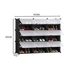 SOGA 6 Tier 3 Column Shoe Rack Organizer Sneaker Footwear Storage Stackable Stand Cabinet Portable Wardrobe with Cove