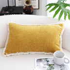 SOGA 2X 35cm Throw Pillow Turmeric Yellow Aesthetic Chenille Texture for Home Decor