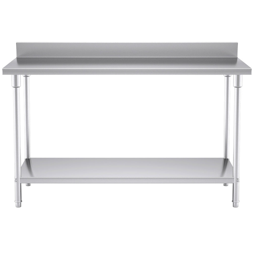 SOGA Commercial Catering Kitchen Stainless Steel Prep Work Bench Table with Back-splash 150*70*85cm