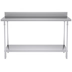 SOGA Commercial Catering Kitchen Stainless Steel Prep Work Bench Table with Back-splash 150*70*85cm