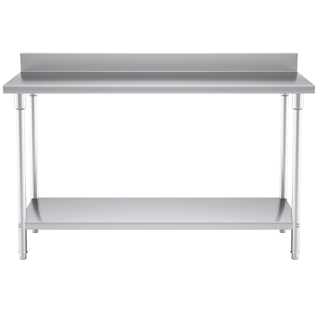 SOGA Commercial Catering Kitchen Stainless Steel Prep Work Bench Table with Back-splash 150*70*85cm