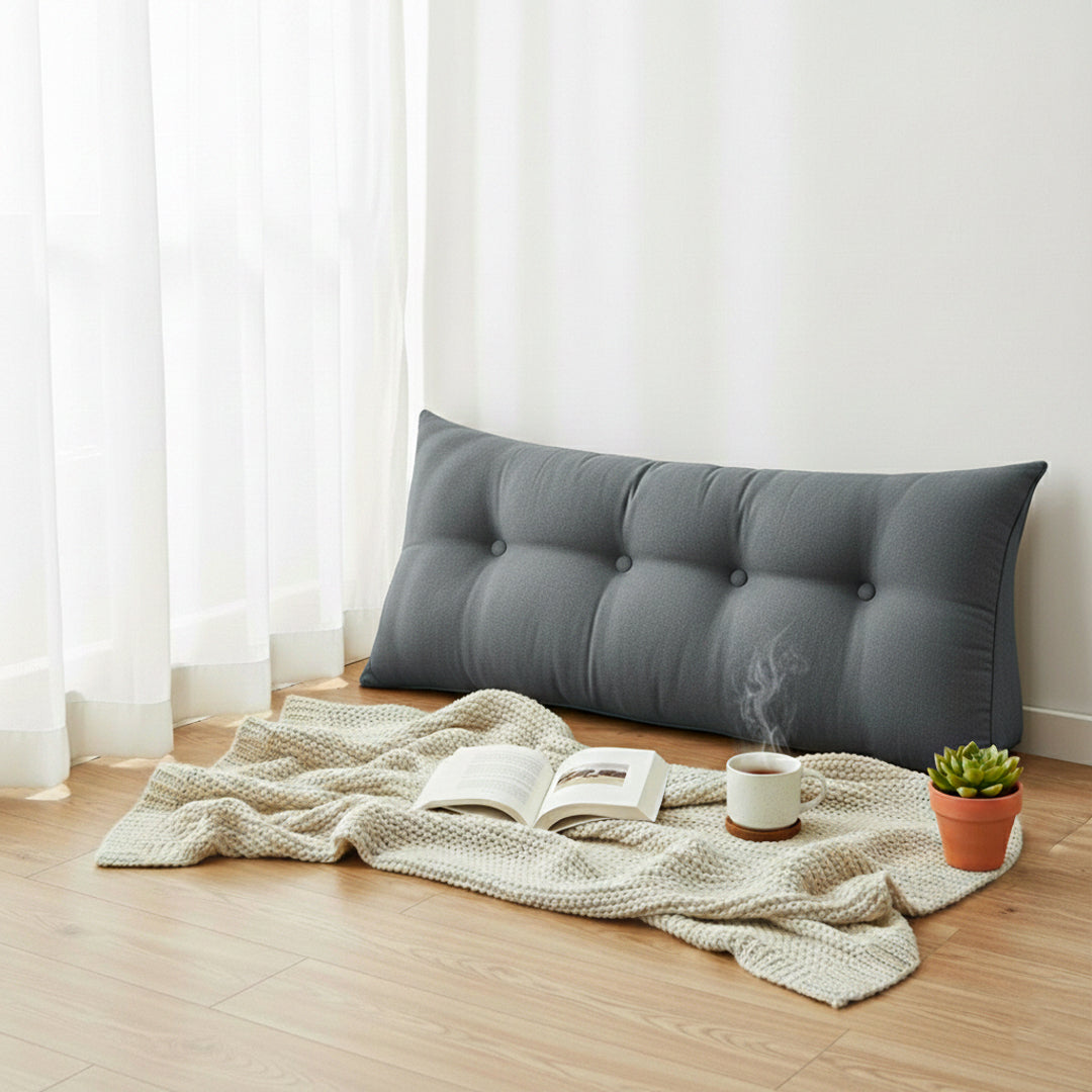 SOGA 120cm Dark Grey Triangular Wedge Bed Pillow Headboard Backrest Bedside Tatami Cushion Home Decor