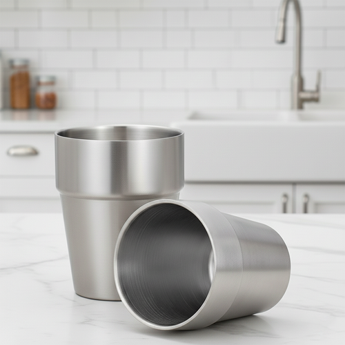 SOGA 260ml Stainless Steel Cups Set of 6 Reusable Durable Silver Drinking Tumblers $ 51