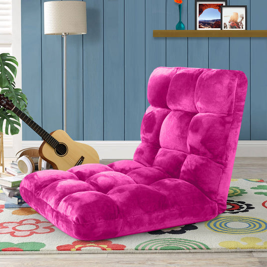 SOGA Floor Recliner Folding Lounge Sofa Futon Couch Folding Chair Cushion Pink