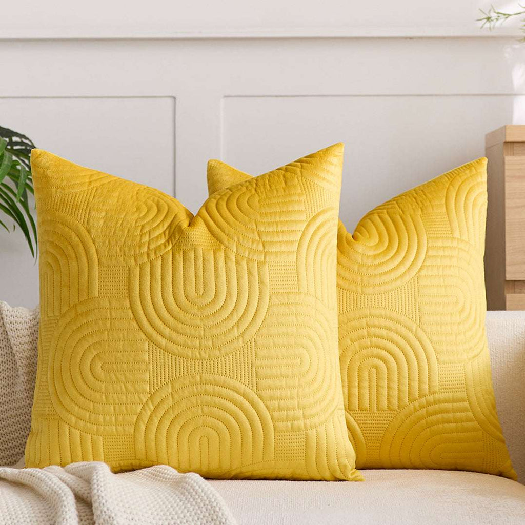 SOGA 2X 50cm Yellow Textured Geometric Pattern Decorative Throw Pillow $ 119