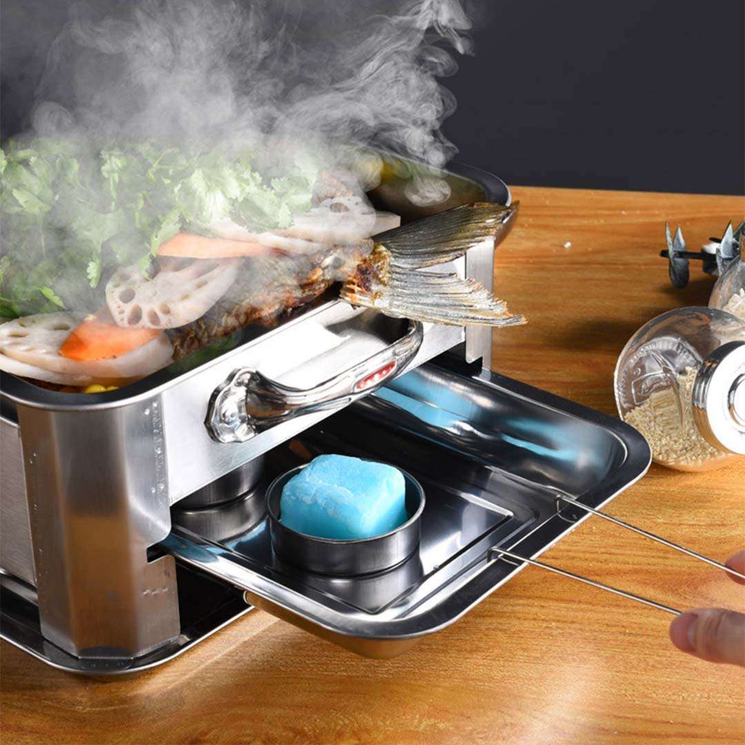 2X 40CM Portable Stainless Steel Outdoor Chafing Dish BBQ Fish Stove Grill Plate $ 151