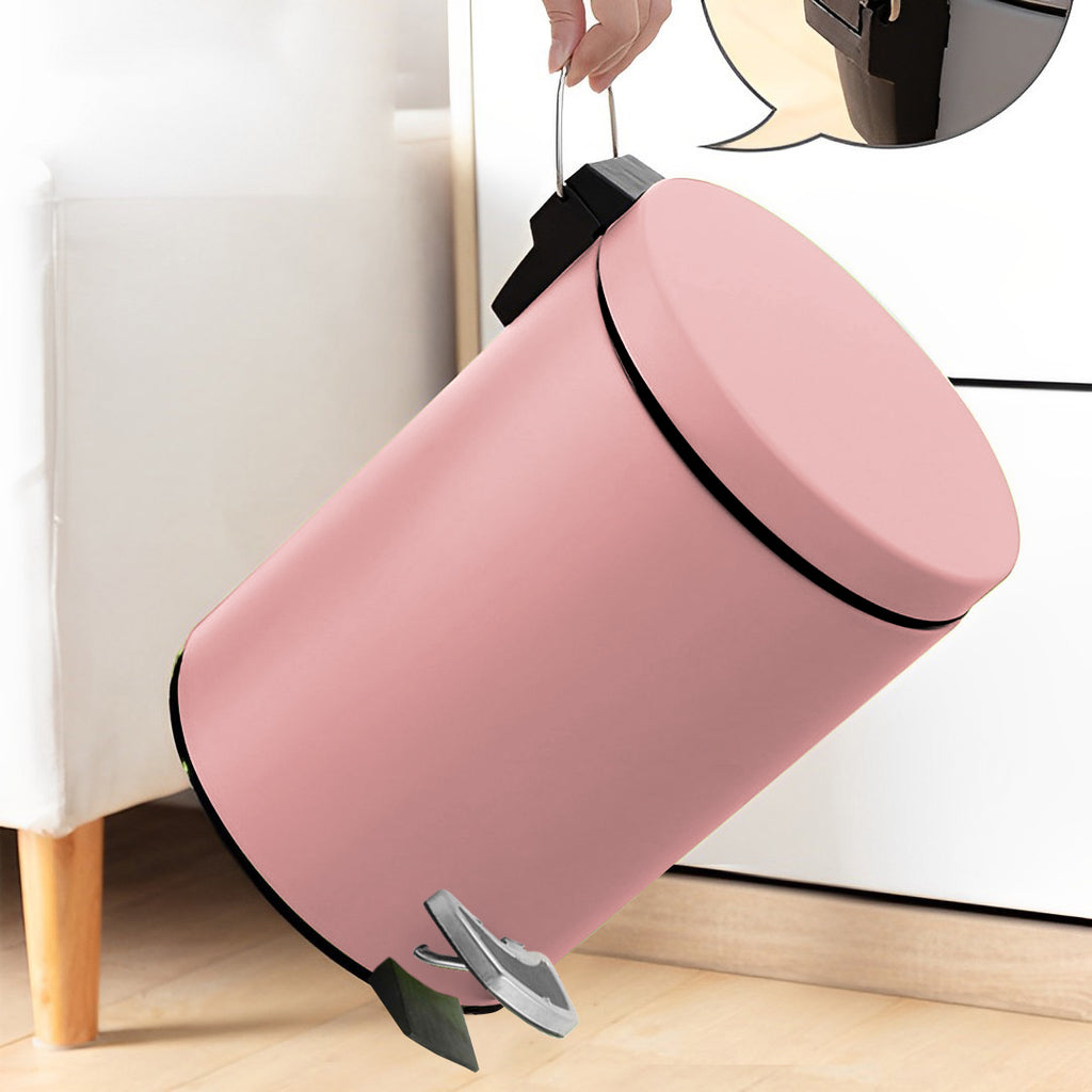 SOGA 4X Foot Pedal Stainless Steel Rubbish Recycling Garbage Waste Trash Bin Round 12L Pink