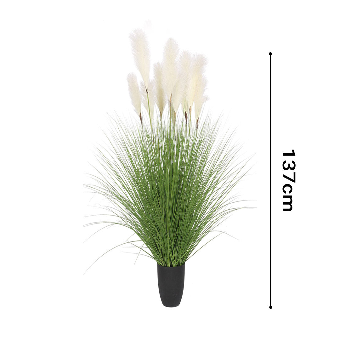 SOGA 2X 137cm Potted Tall Silk Fake Pampas Grass, Artificial Plants Reed Greenery Flowers, Home Decor