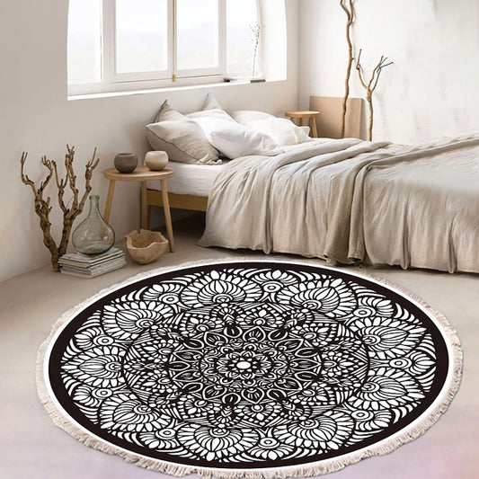 SOGA 120cm Mandala Modern Ethnic Tassel Print Anti-slip Doormat, Home Decor