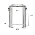 SOGA 2X 50L Stainless Steel Insulated Stock Pot Hot & Cold Beverage Container