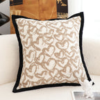 SOGA 2X 50cm Elegant Beige Scrollwork Pattern Black Trim Decorative Throw Pillow