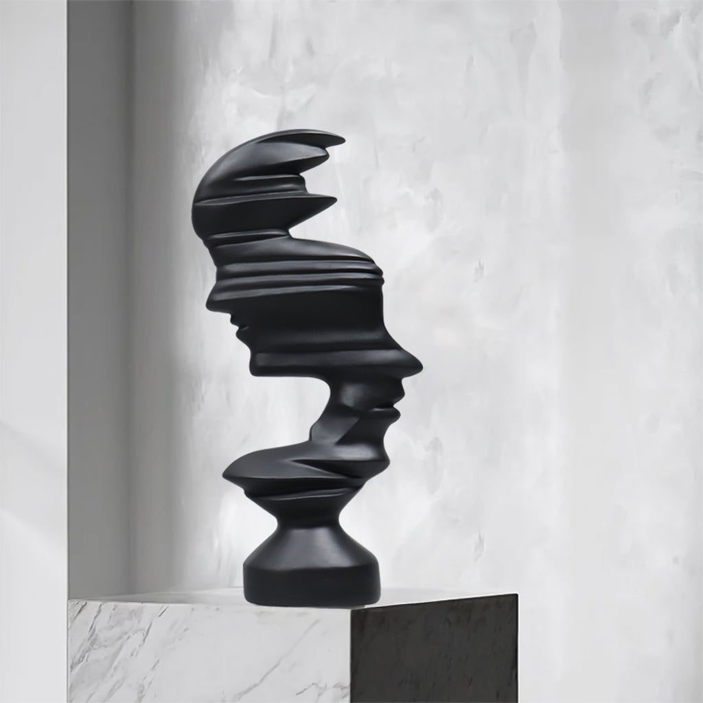 SOGA 44cm Dual-Face Resin Sculpture – Modern Abstract Art Décor
