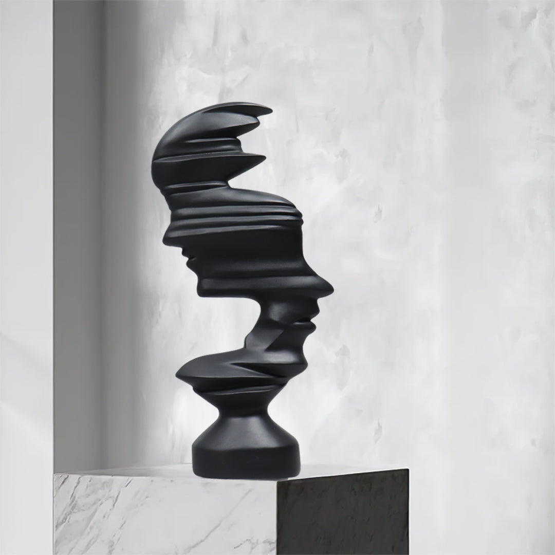 SOGA 44cm Dual-Face Resin Sculpture – Modern Abstract Art Décor