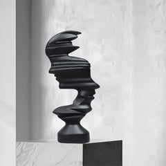 SOGA 44cm Dual-Face Resin Sculpture – Modern Abstract Art Décor