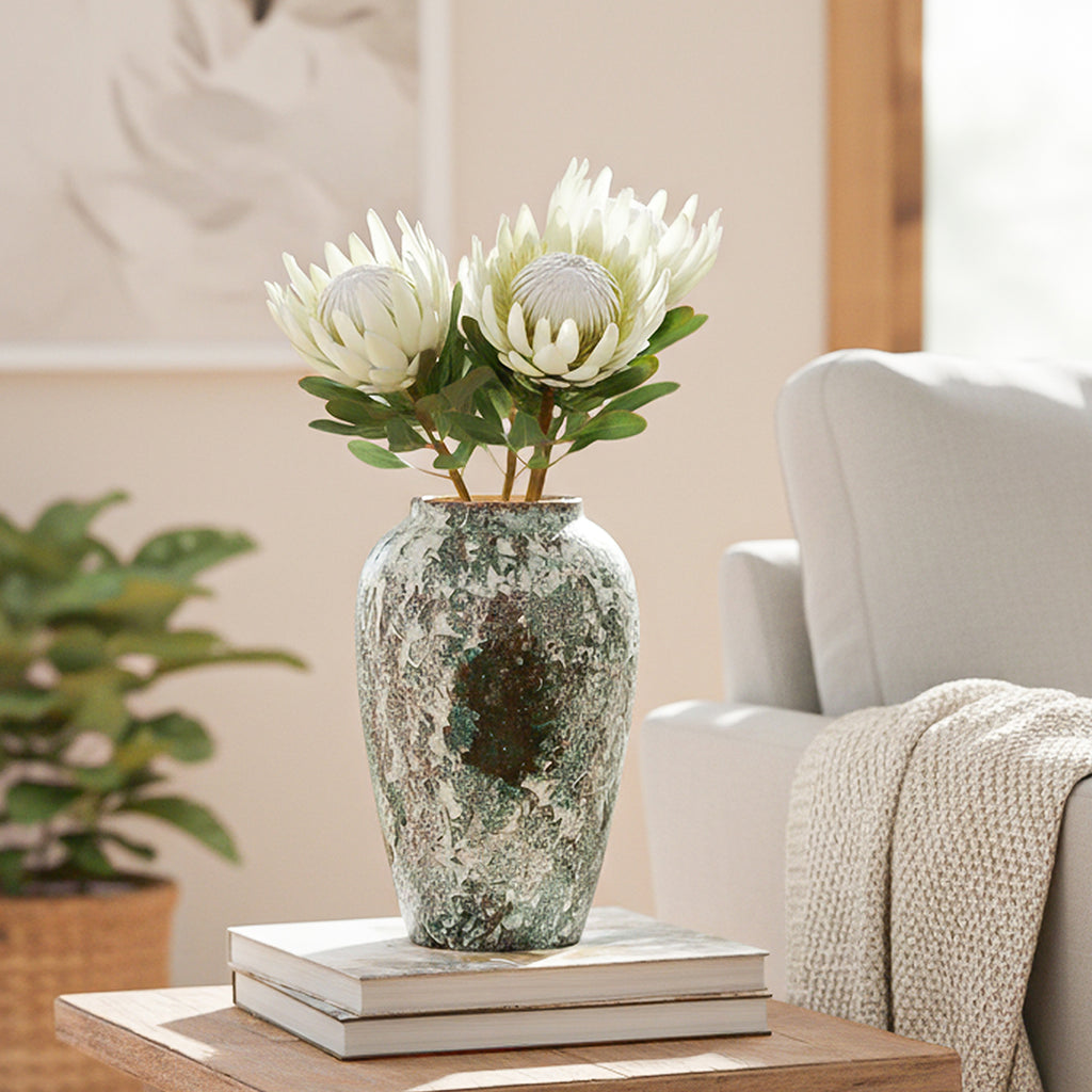 SOGA 30x19cm Green Medium Ceramic Flower Vase Elegant Living Room Home Decor