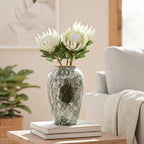 SOGA 30x19cm Green Medium Ceramic Flower Vase Elegant Living Room Home Decor