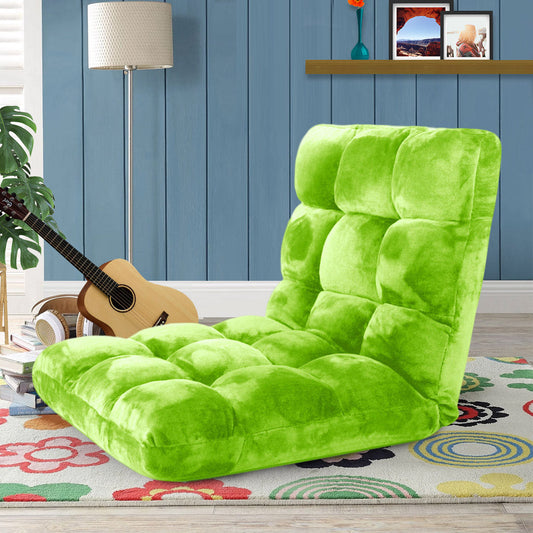 SOGA Floor Recliner Folding Lounge Sofa Futon Couch Folding Chair Cushion Green x2