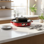 SOGA Kitchenware Bundle – 2-in-1 Electric Hot Pot BBQ Grill with Silver Grilling Plate & Sauce Pan $ 287