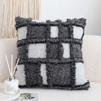 SOGA 2X 50cm Bohemian Gray Fringe Checkerboard Textured Throw Pillow