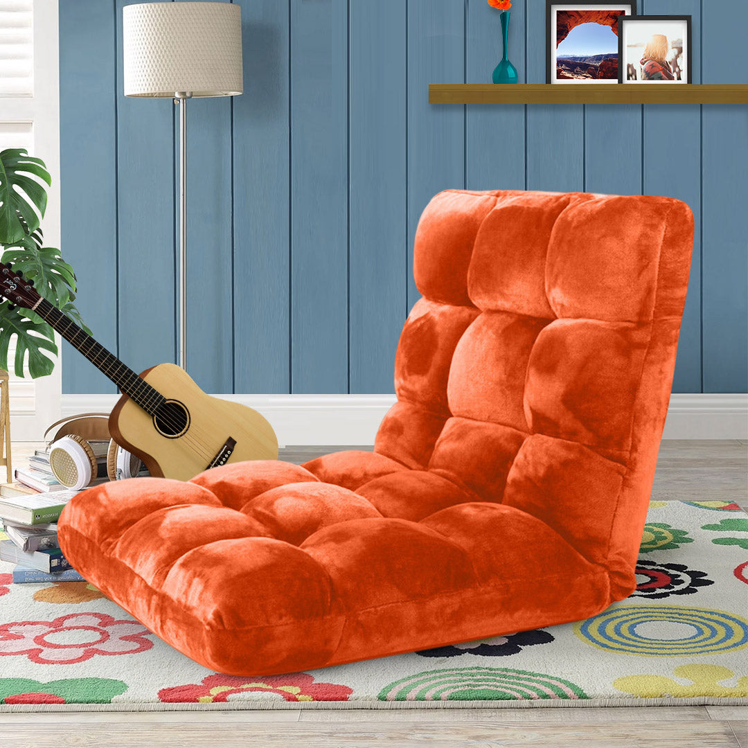 SOGA 2X Floor Recliner Folding Lounge Sofa Futon Couch Folding Chair Cushion Orange
