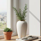 SOGA 30x19cm Plain White Medium Ceramic Flower Vase Elegant Living Room Home Decor