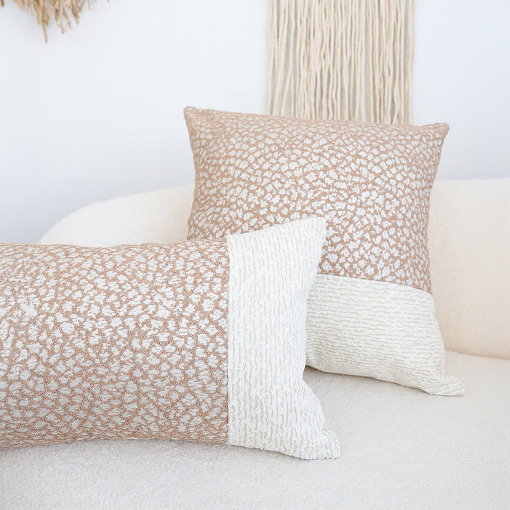 SOGA 2X 50cm Contemporary Beige Two-Tone Block Design Throw Pillow