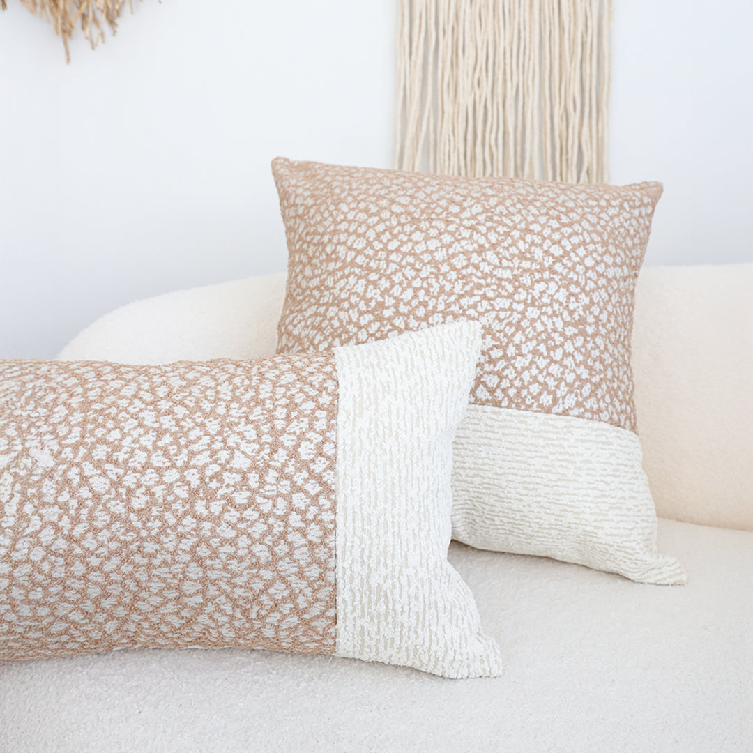 SOGA 2X 50cm Contemporary Beige Two-Tone Block Design Throw Pillow